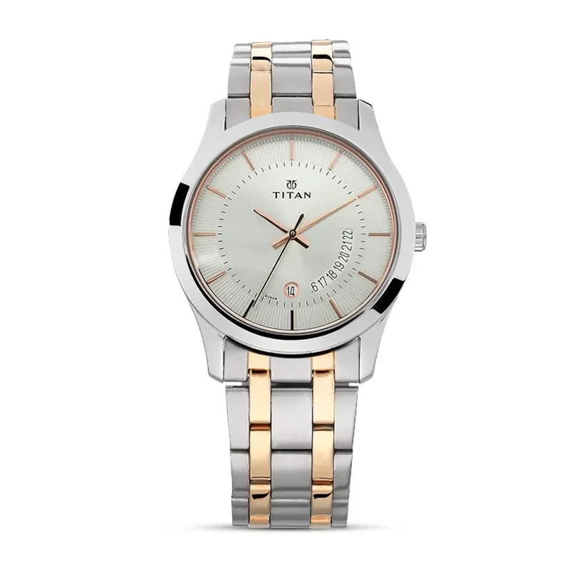 Titan 1823KM01 Karishma Silver Dial Two-Tone Men’s Watch