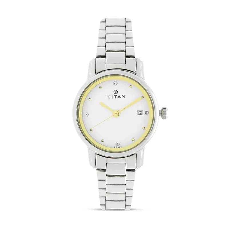 Titan 2572SM01 Karishma White Dial Ladies Watch