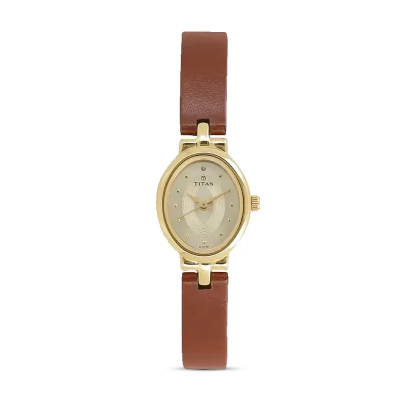 Titan 2594YL01 Brown Leather Strap Ladies Watch