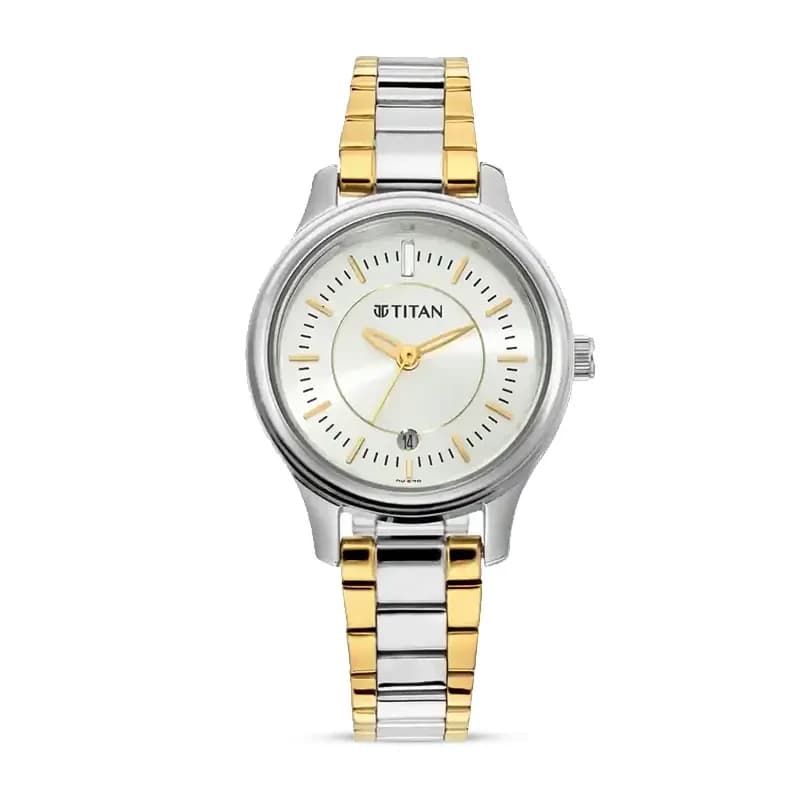 Titan 2638BM01 Silver Dial Two-tone Ladies Watch
