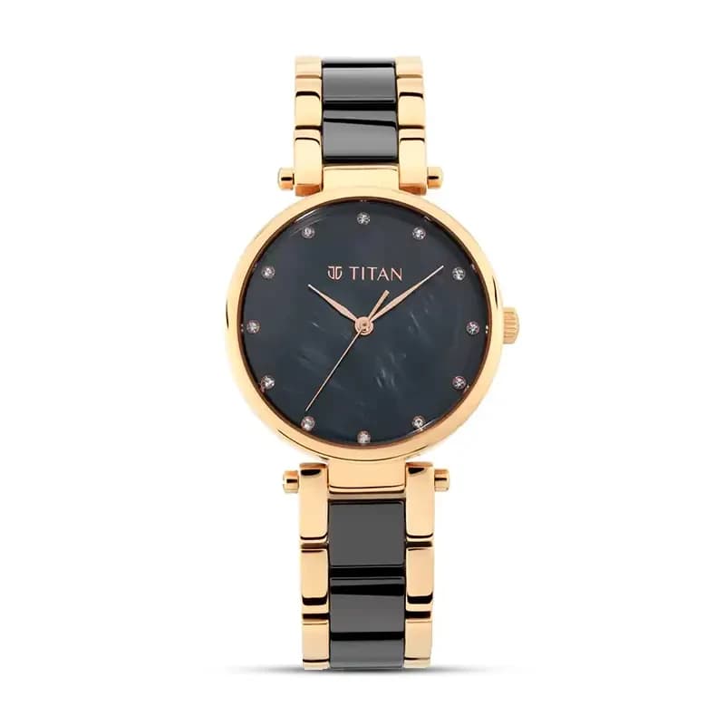 Titan 95061WD03 Black Mother-of-Pearl Dial Ladies Watch