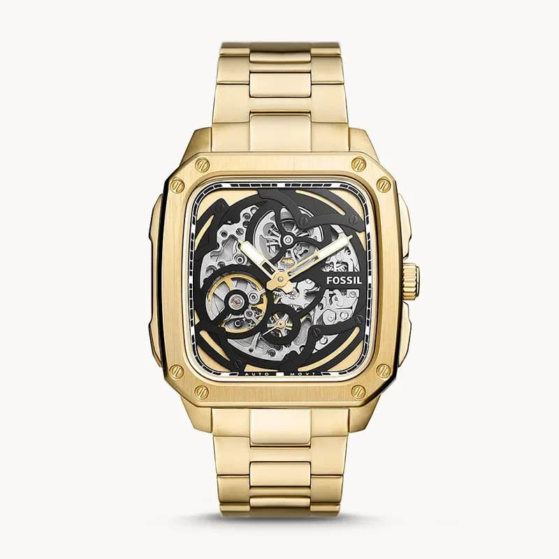 Fossil Inscription Skeleton Black Dial Men's Watch | ME3204