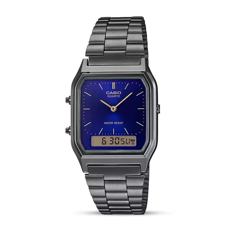 Casio AQ-230GG-2A Blue Dial Gray ion plated band Men's Watch