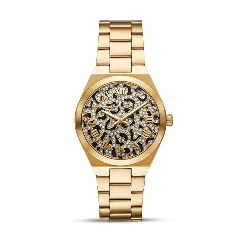 Michael Kors Lennox Animal-Print Dial Gold-Tone Ladies Watch | MK7500