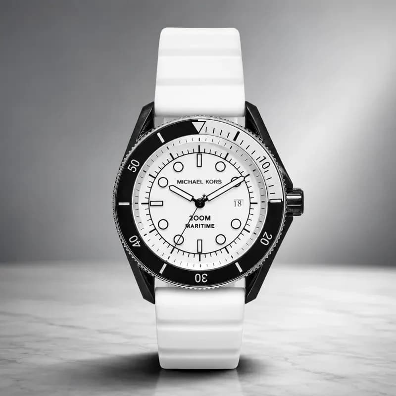 Michael Kors Maritime White Dial White Silicone Men's Watch | MK9159
