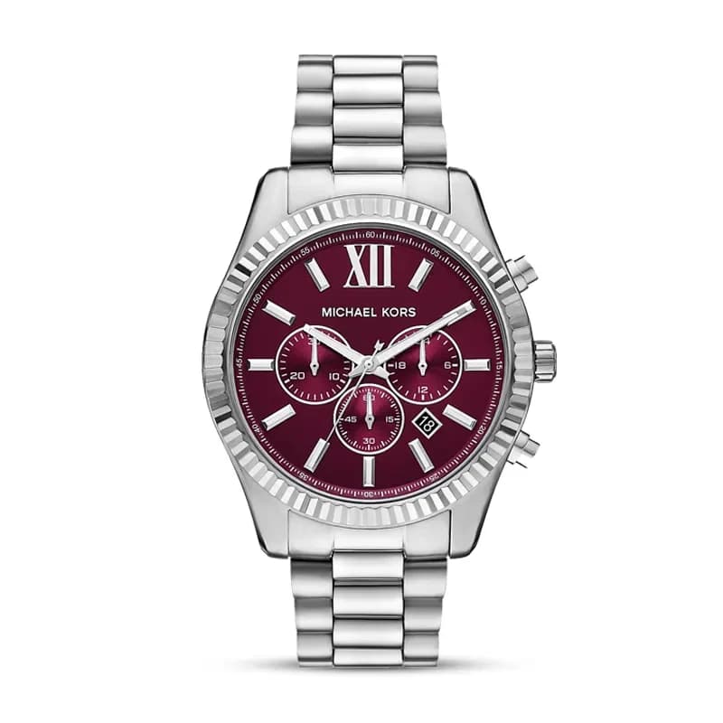 Michael Kors Lexington Chronograph Burgundy Dial Men's Watch | MK9242