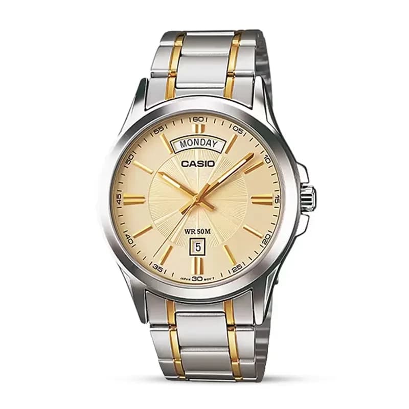 Casio Enticer MTP-1381G-9A Date Day Cream Dial Men's Watch