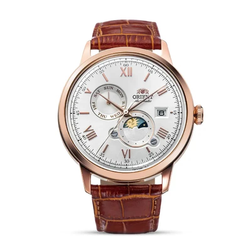 Orient Bambino Sun & Moon White Dial Men's Watch | RA‑AK0801S