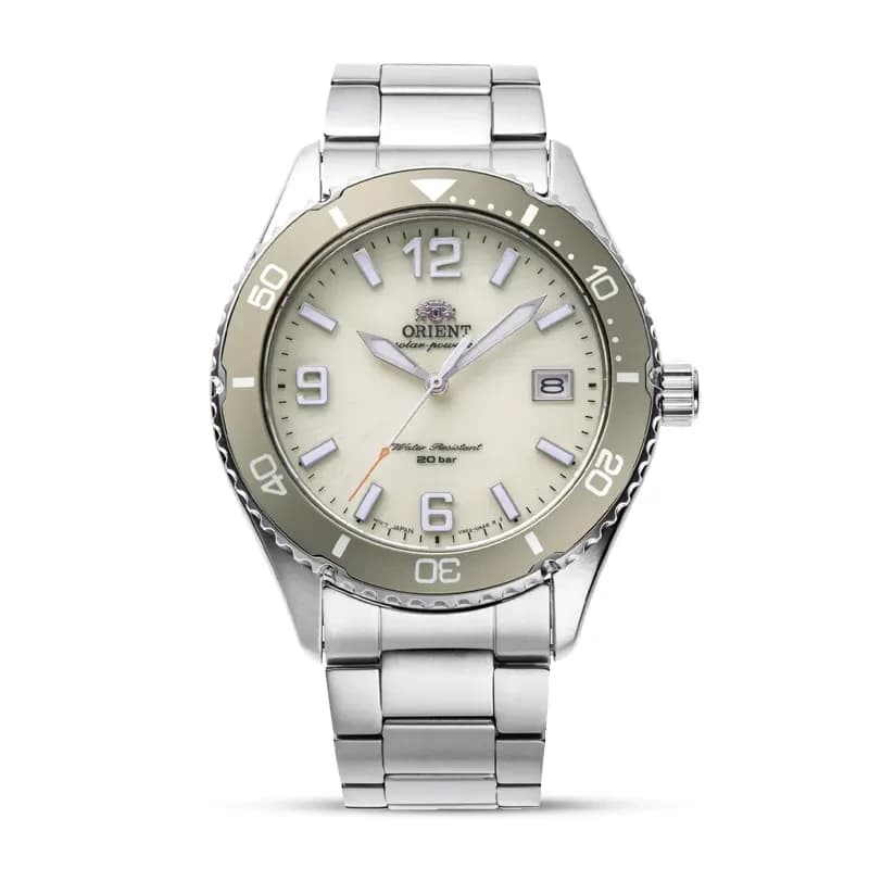 Orient Mako Solar Ivory Dial Men's Watch | RA-WJ0003S