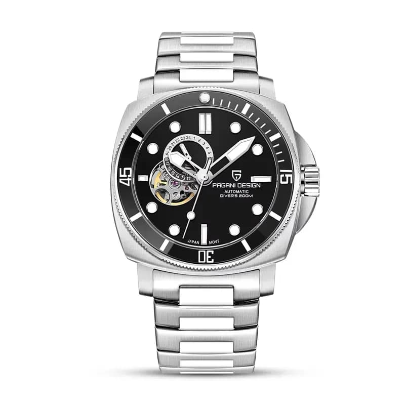 Pagani Design PD-1736 Automatic Open Heart Black Dial Men's Watch