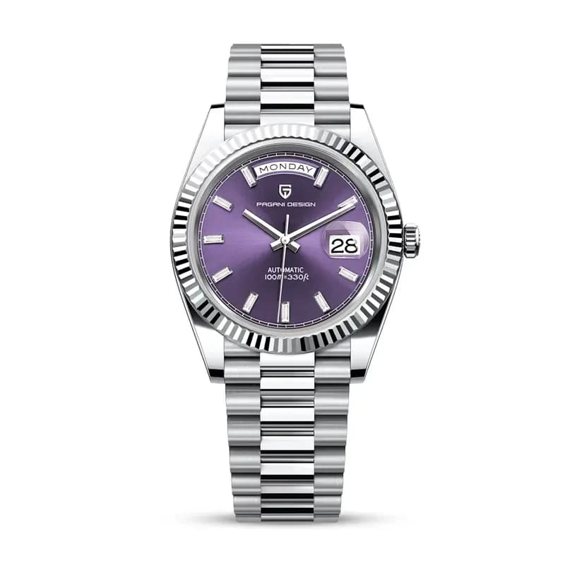 Pagani Design PD-1783 Day-Date Sunburst Purple Dial Men's Watch