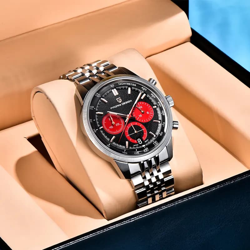 Pagani Design PD-1827 Chronograph Black Red Dial Men's Watch