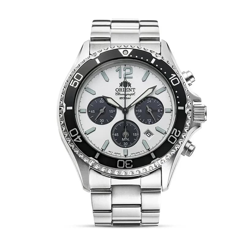 Orient Mako JDM Solar Chronograph Panda Dial Men's Watch | RN-TX0203S secondary view