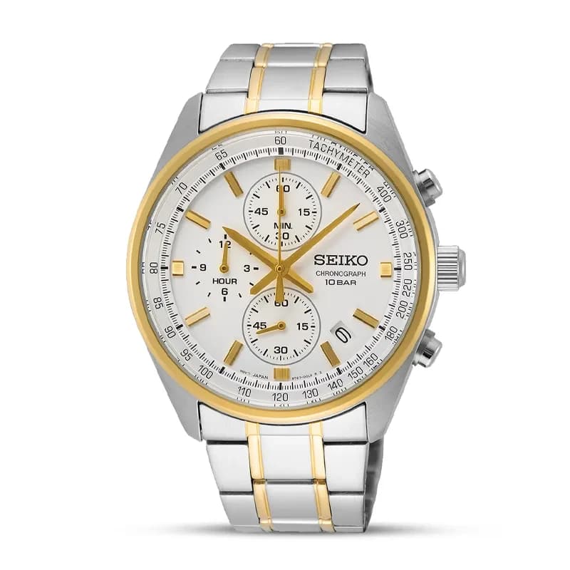 Seiko Conceptual Chronograph Silver Dial Two-Tone Men’s Watch | SSB380P1