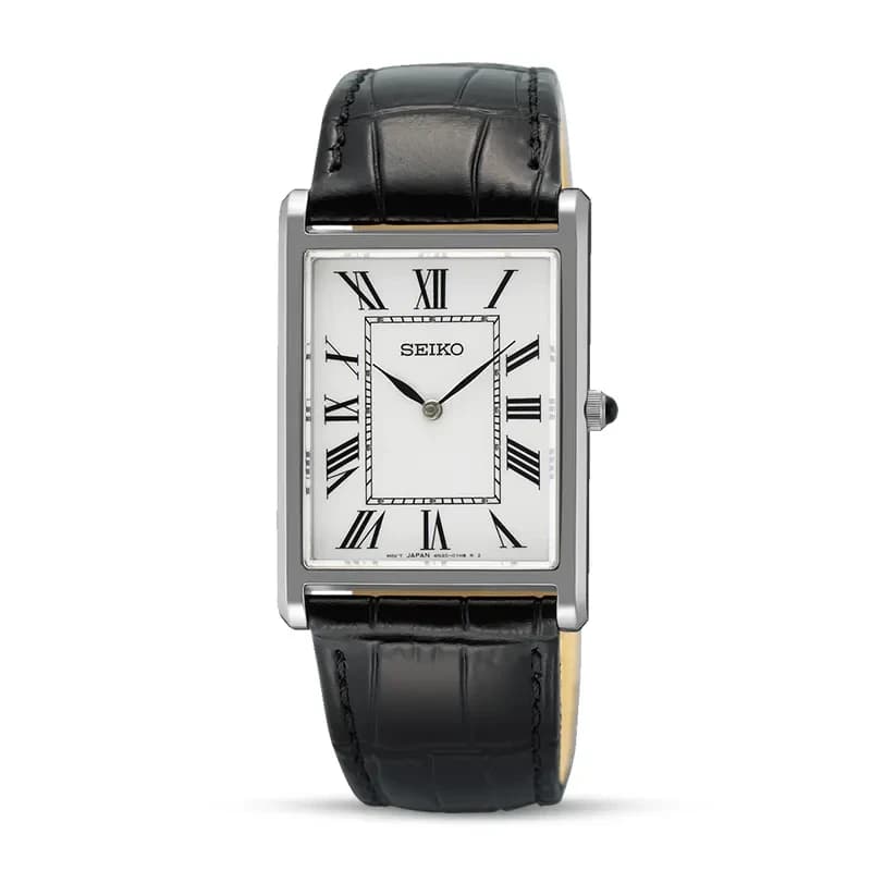 Seiko Conceptual Classic White Dial Black Leather Men's Watch | SWR103P1