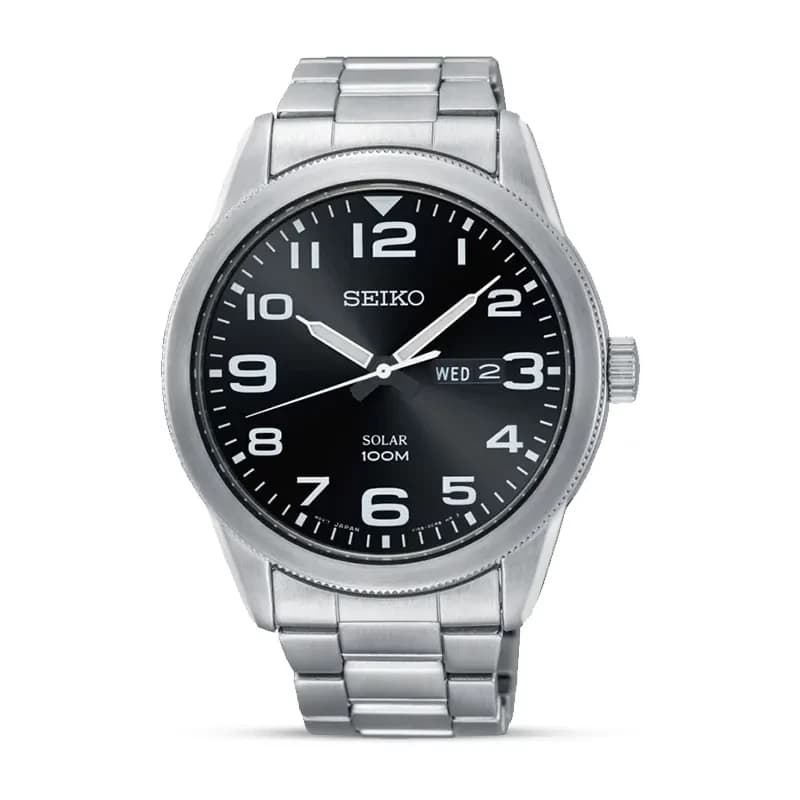 Seiko Solar Black Dial Day Date Men's Watch | SNE471P1