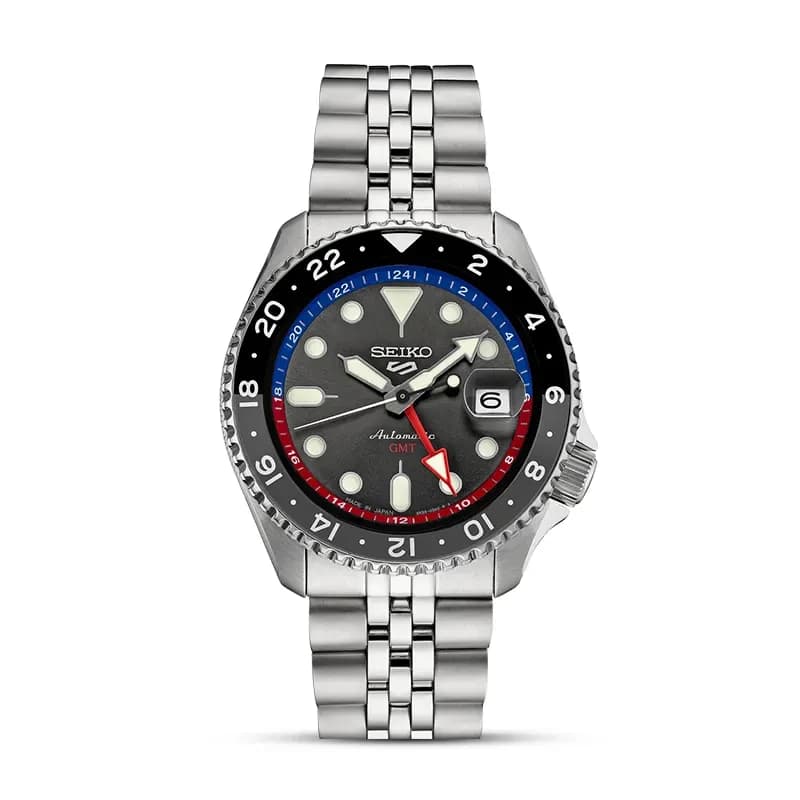 Seiko 5 Sports GMT Pepsi Charcoal Dial Men’s Watch | SSK019J1