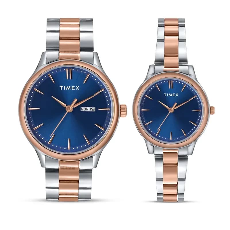 Timex Blue Dial Two-tone Couple Watch | TW00ZP006