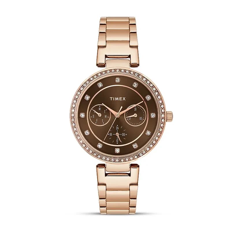 Timex® Trendline Brown Dial Rose Gold-Tone Ladies Watch | TWEL18721
