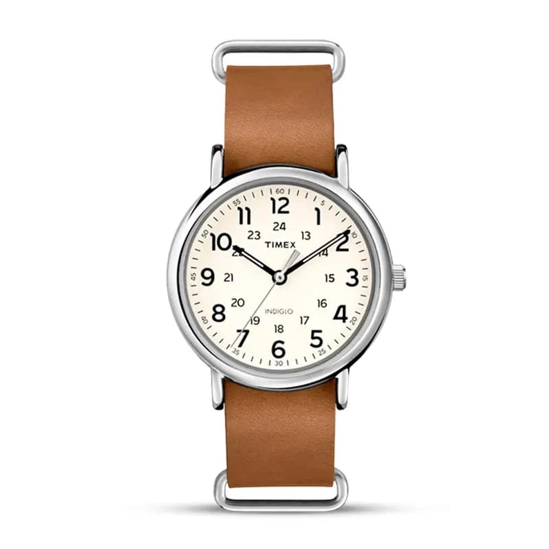 Timex Weekender Cream Dial Leather Strap Men's Watch | T2P492