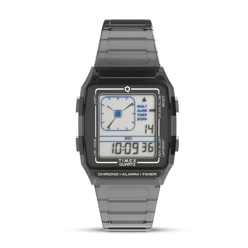 Q Timex LCA Rectangle Digital Grey Dial Watch | TW2W45000