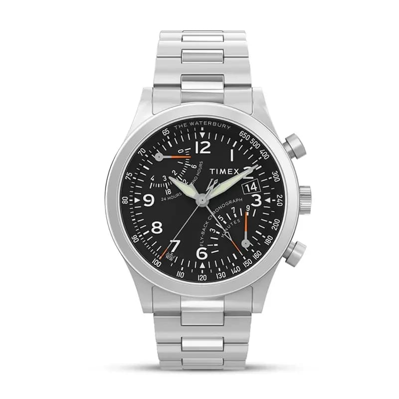 Timex Waterbury Traditional Fly Back Chronograph Black Dial Men's Watch | TW2W47800
