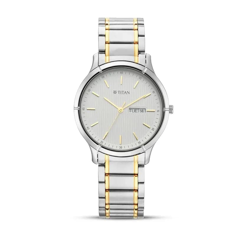 Titan Lagan 1775BM02 White Dial Two tone Men's Watch