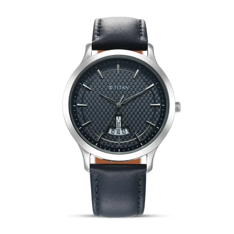 Titan Karishma Blue Dial Leather Strap Men's Watch | 1825SL14
