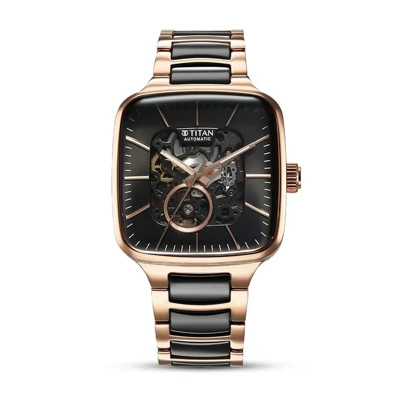 Titan Ceramic Fusion Skeleton Black Dial Automatic Men's Watch | 90175KD03