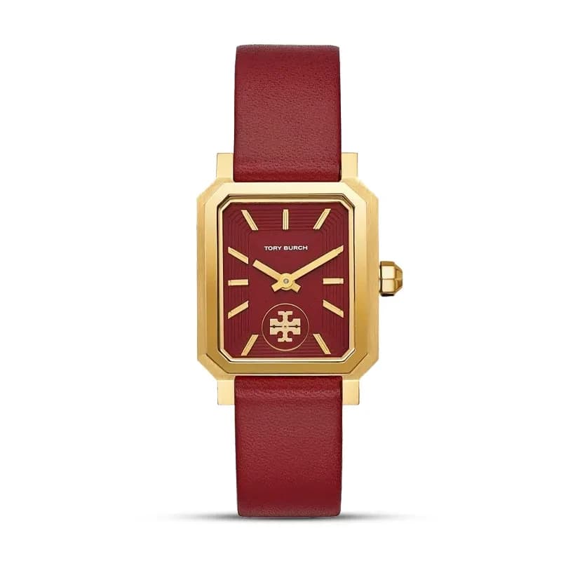 Tory Burch Robinson Maroon Dial Leather Ladies Watch | TBW1505