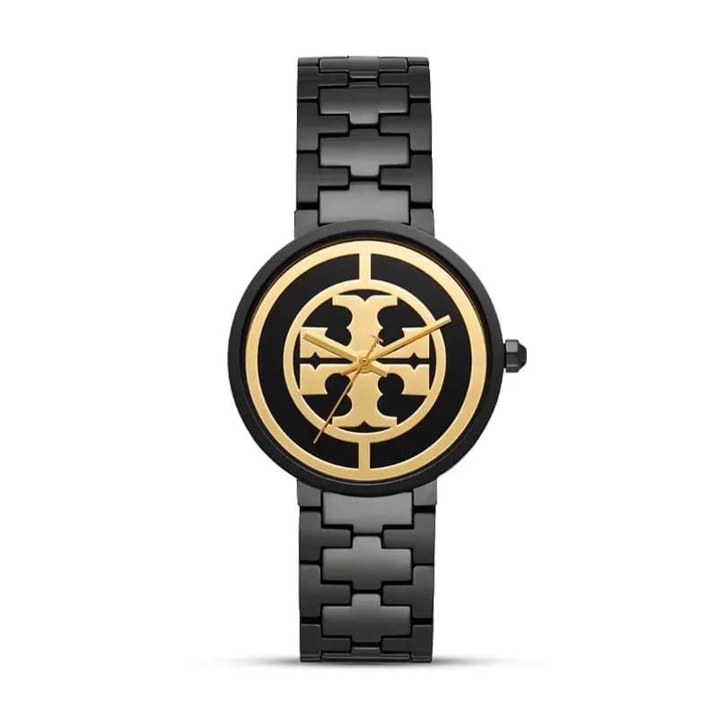 Tory Burch Reva 36mm Gold Dial Black Ladies Watch | TBW4039