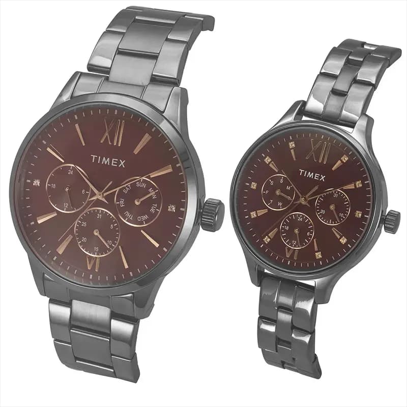 Timex Multi-Function Burgundy Dial Couple Watch | TW00PR314 secondary view