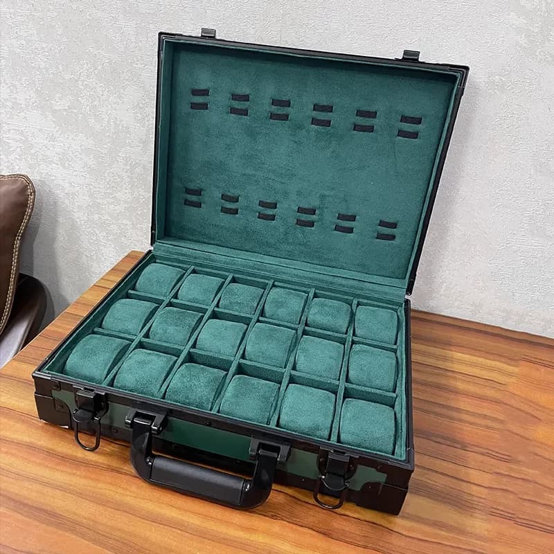 18 Slots Dark Green High Materials Watch Organizer Box And Gift Case