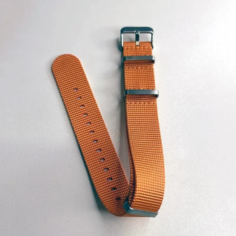 22mm NATO Watch Strap – Orange Nylon with Stainless Steel Buckle