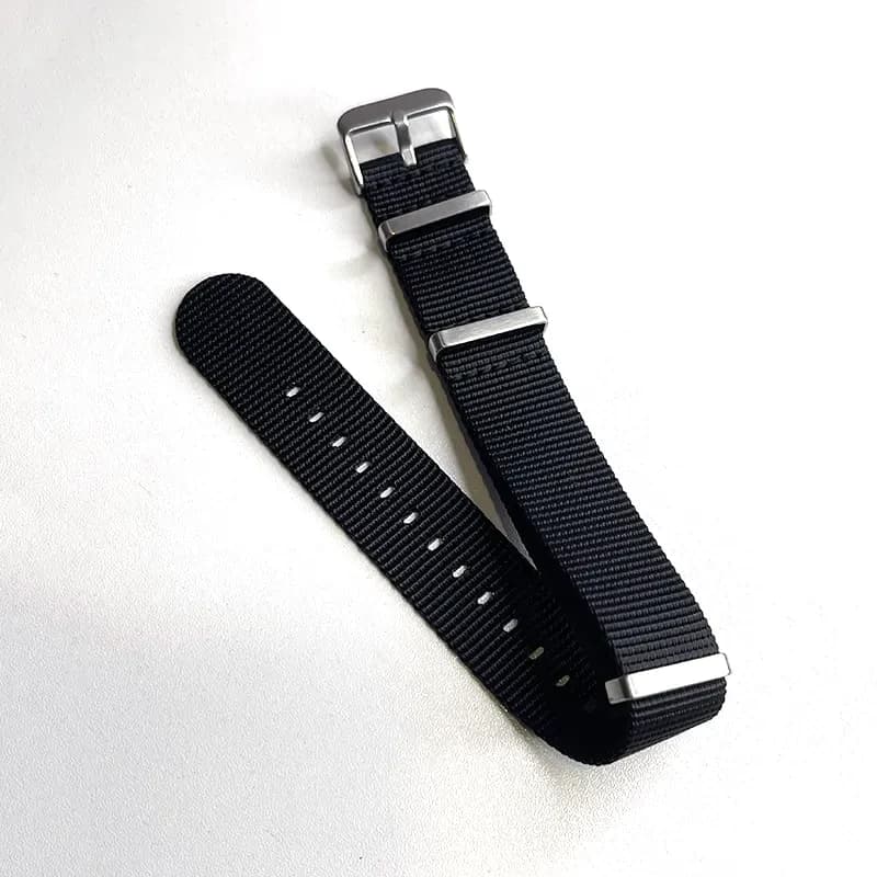 22mm NATO Watch Strap – Black Nylon with Stainless Steel Buckle