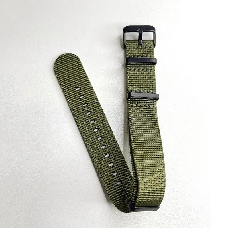 22mm NATO Watch Strap – Green Nylon with Stainless Steel Buckle