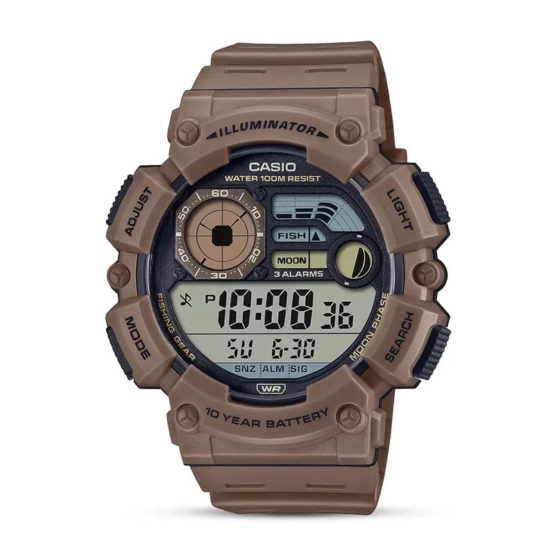 Casio WS-1500H-5AV Moon Phase, Fishing Timer Digital Men's Watch